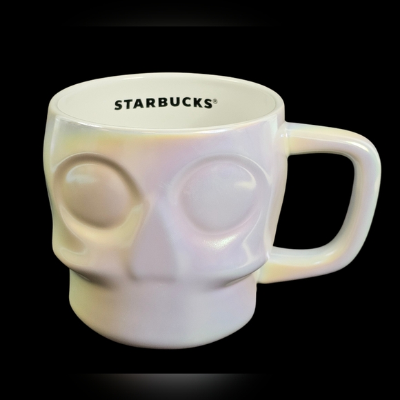 Starbucks Iridescent Luster Skull Mug Coffee Cup 2024 Halloween Fall White New - Picture 4 of 6